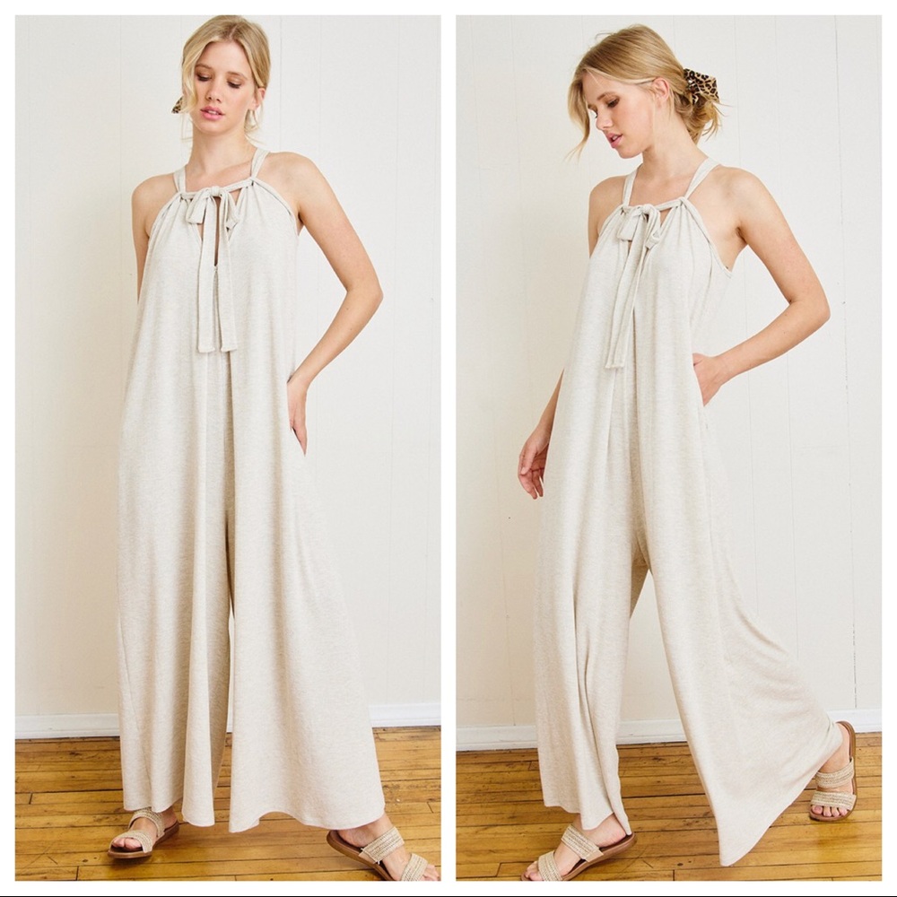 Fabulous Boho Chic Tie Shoulder wide leg jumpsuit - Picture 2 of 10